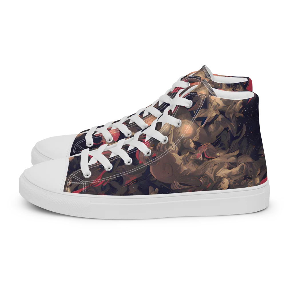 Midnight Collage on Men's High Top Canvas Shoes — Left