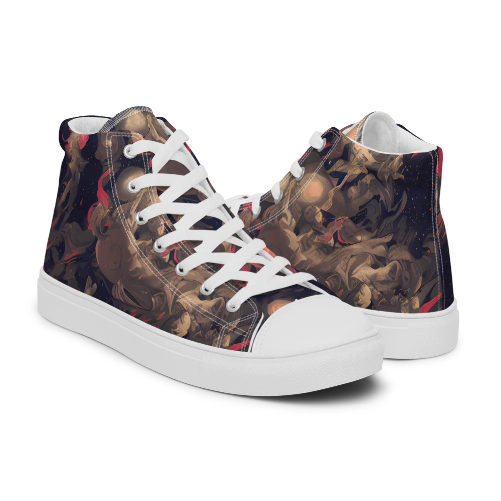Midnight Collage on Men's High Top Canvas Shoes — Right