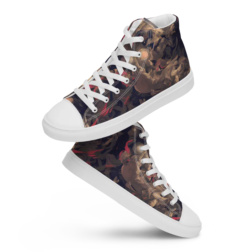 Midnight Collage on Men's High Top Canvas Shoes — Front