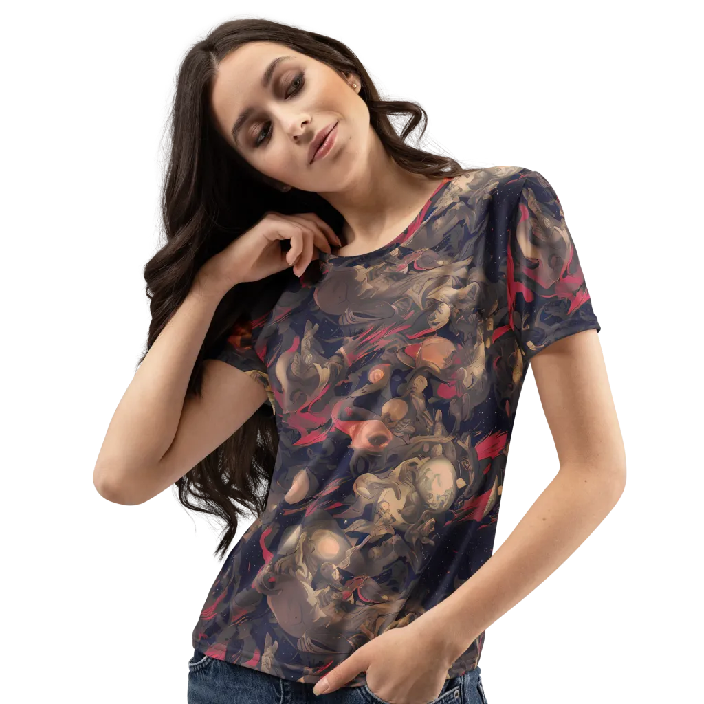 Midnight Collage on Women's Crew Neck T-Shirt — Left Front