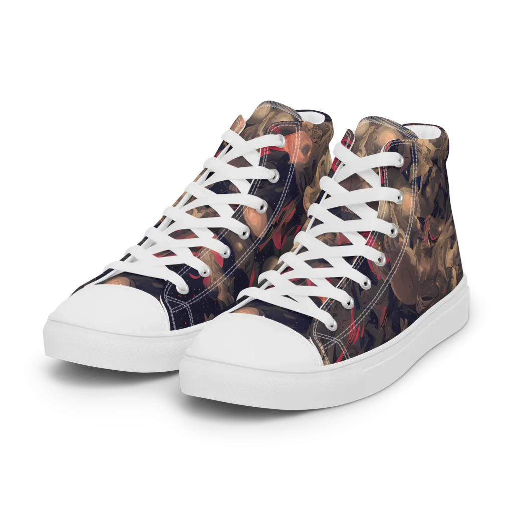Midnight Collage on Women's High Top Canvas Shoes — Left Front