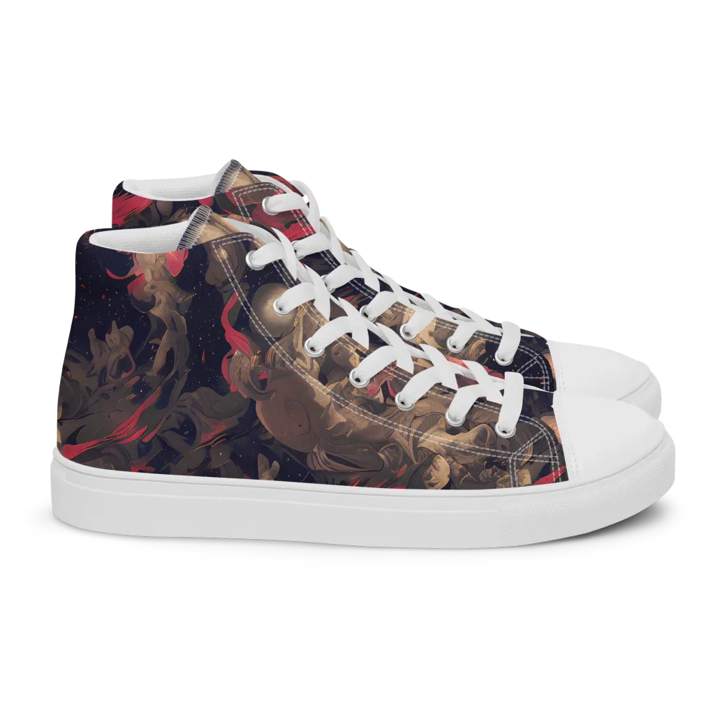 Midnight Collage on Women's High Top Canvas Shoes — Right