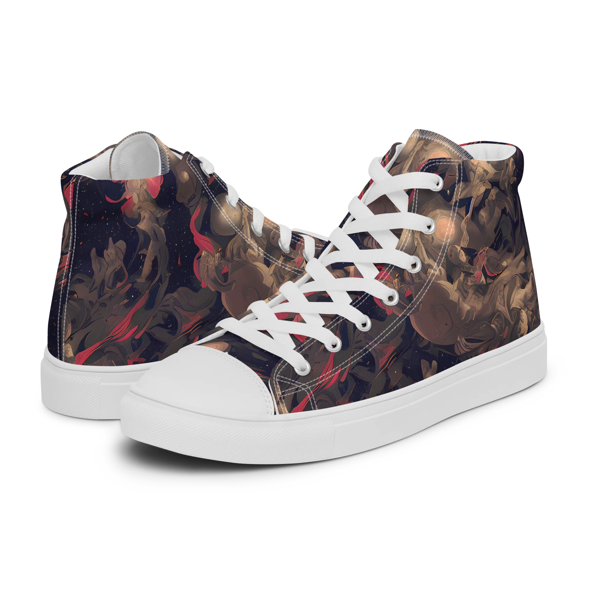 Midnight Collage on Women's High Top Canvas Shoes — Left