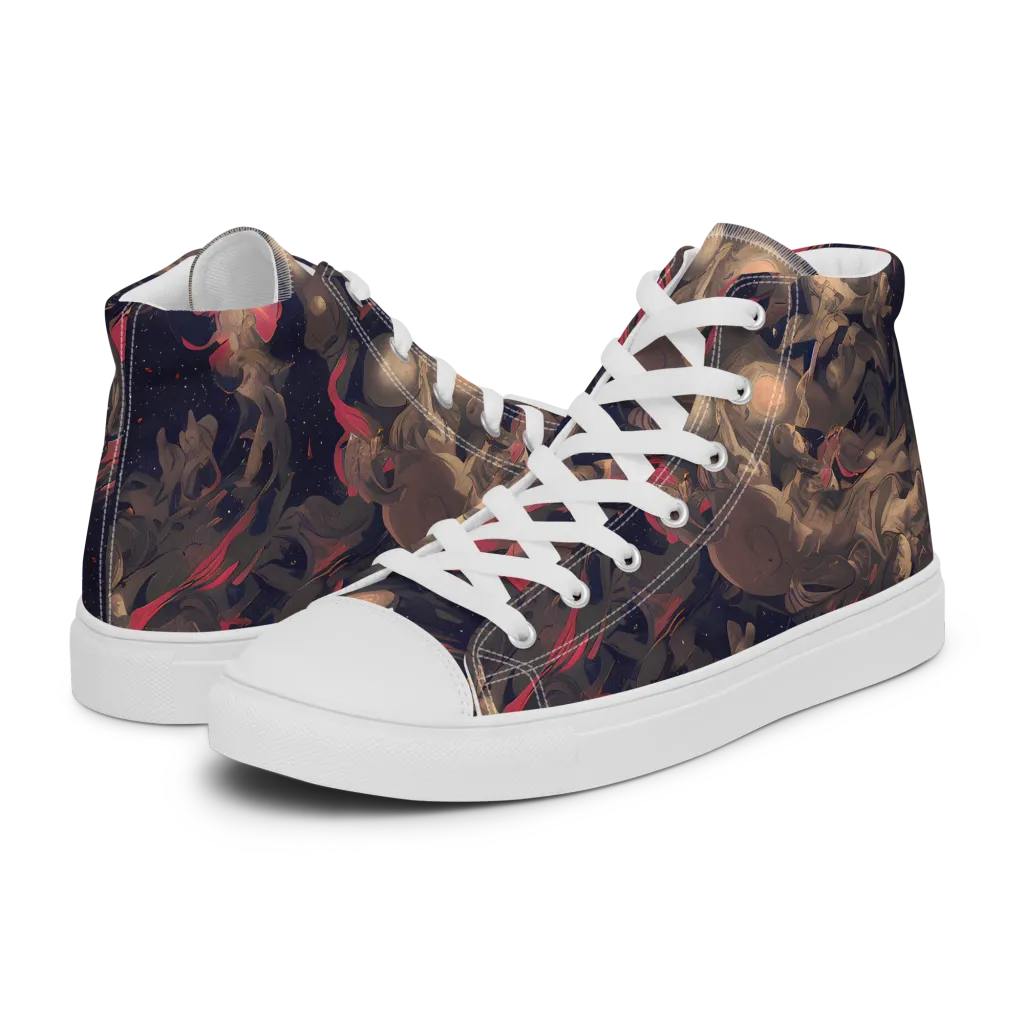 Midnight Collage on Women's High Top Canvas Shoes — Left