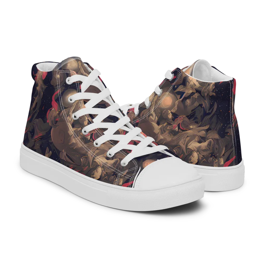 Midnight Collage on Women's High Top Canvas Shoes — Right