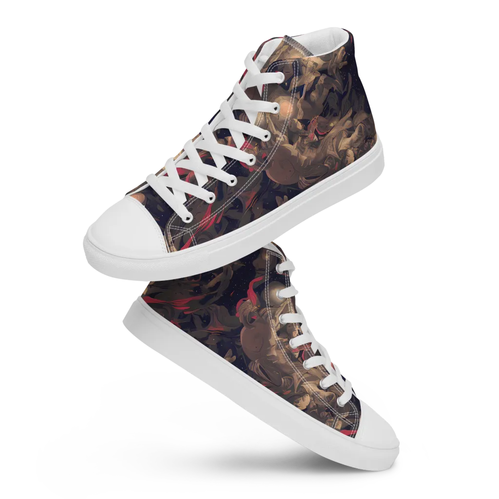 Midnight Collage on Women's High Top Canvas Shoes — Front