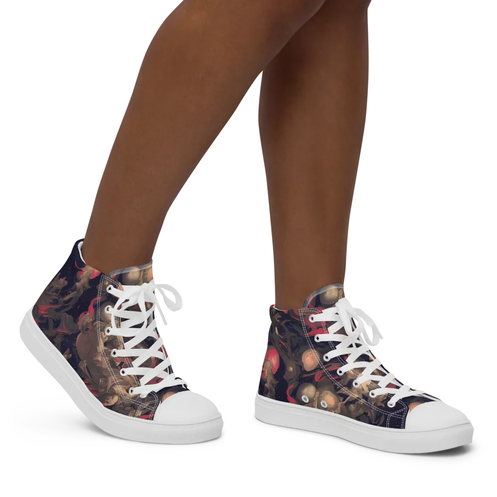 Midnight Collage on Women's High Top Canvas Shoes — Right