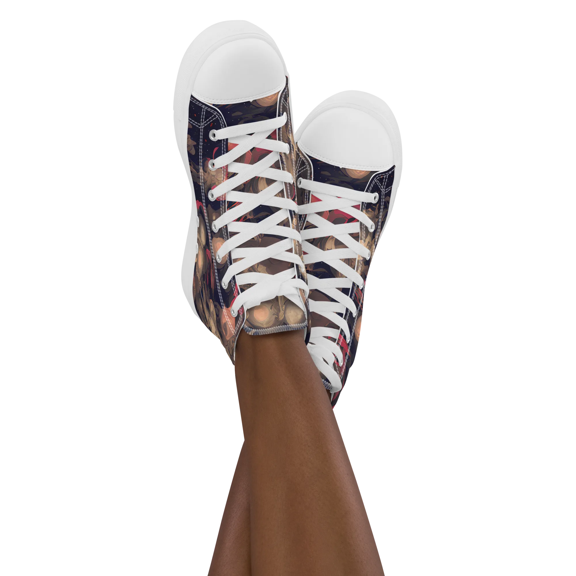 Midnight Collage on Women's High Top Canvas Shoes — Front