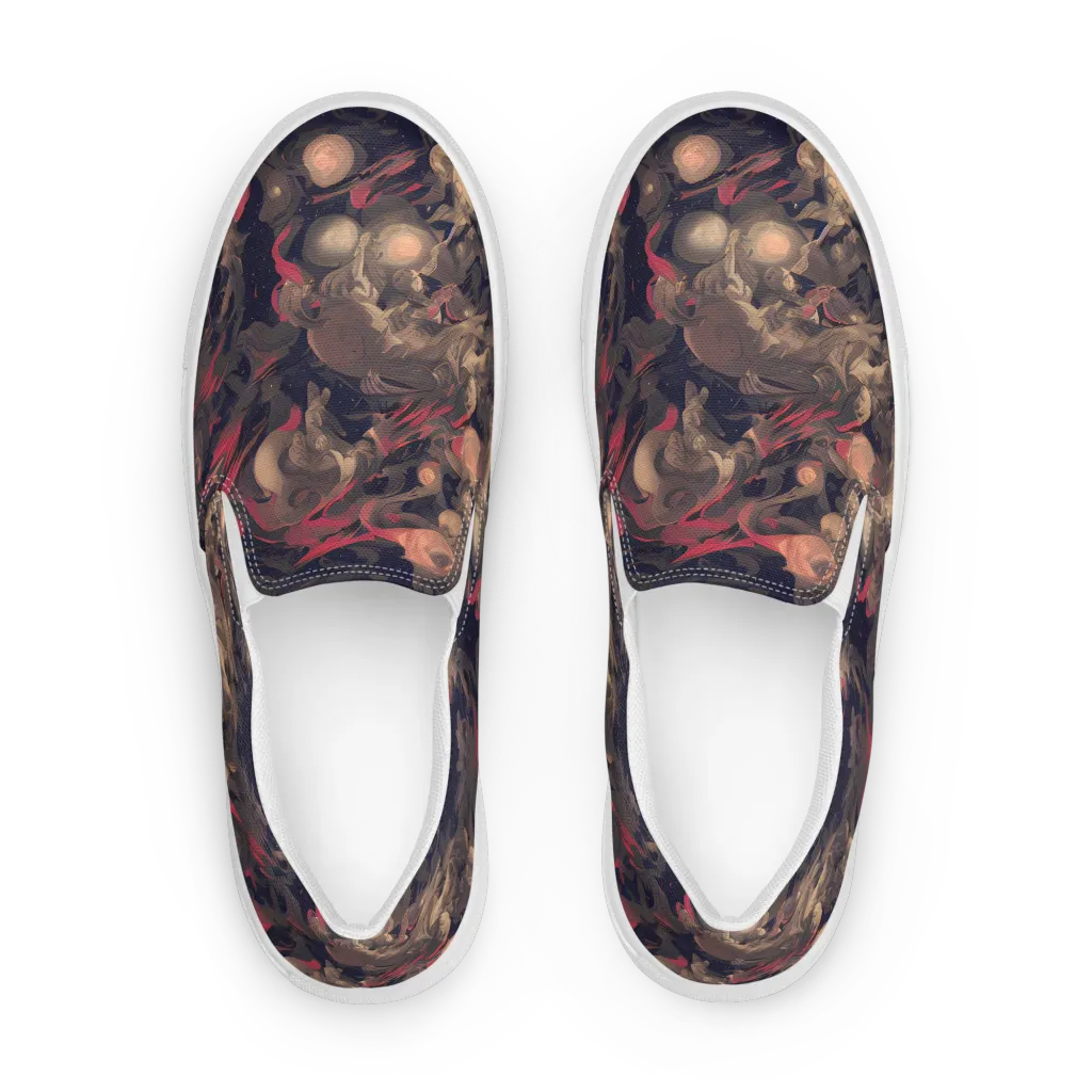 Midnight Collage on Men's Slip-On Canvas Shoes — Front