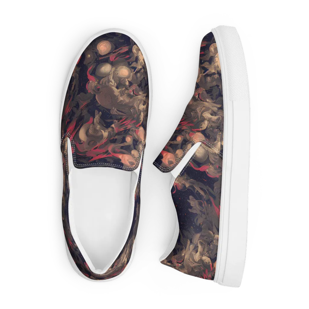 Midnight Collage on Men's Slip-On Canvas Shoes — Front