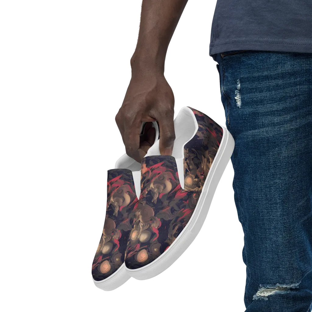 Midnight Collage on Men's Slip-On Canvas Shoes — Left Front