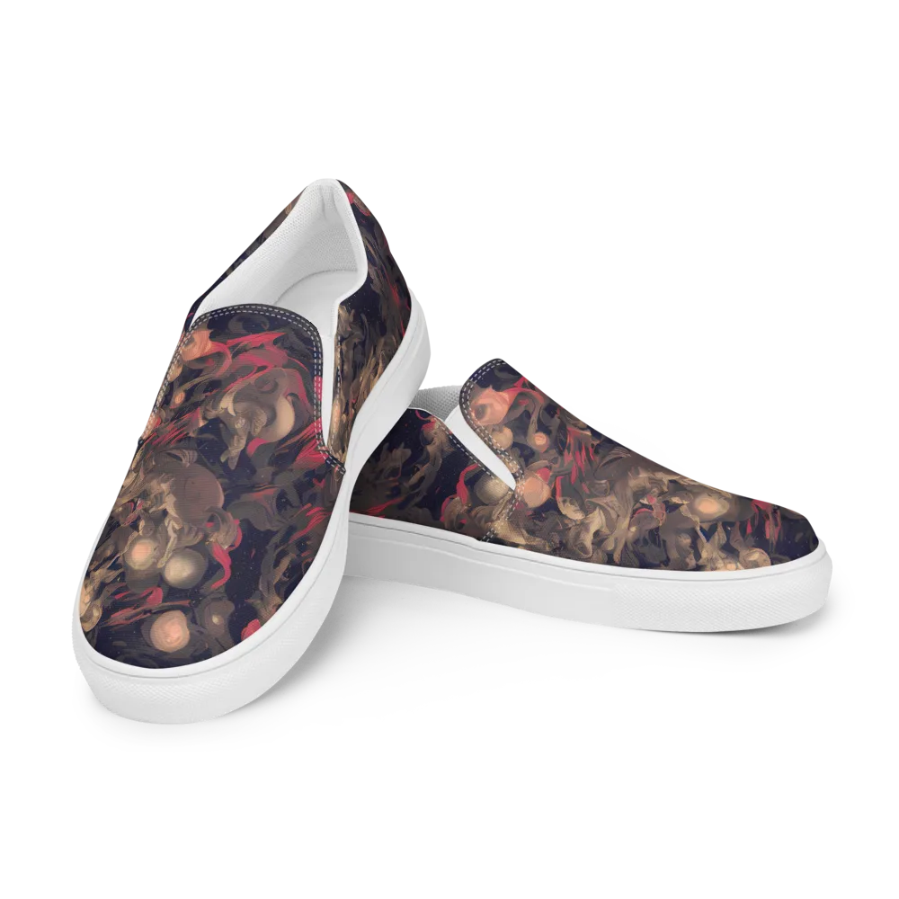 Midnight Collage on Women's Slip-On Canvas Shoes — Left Front