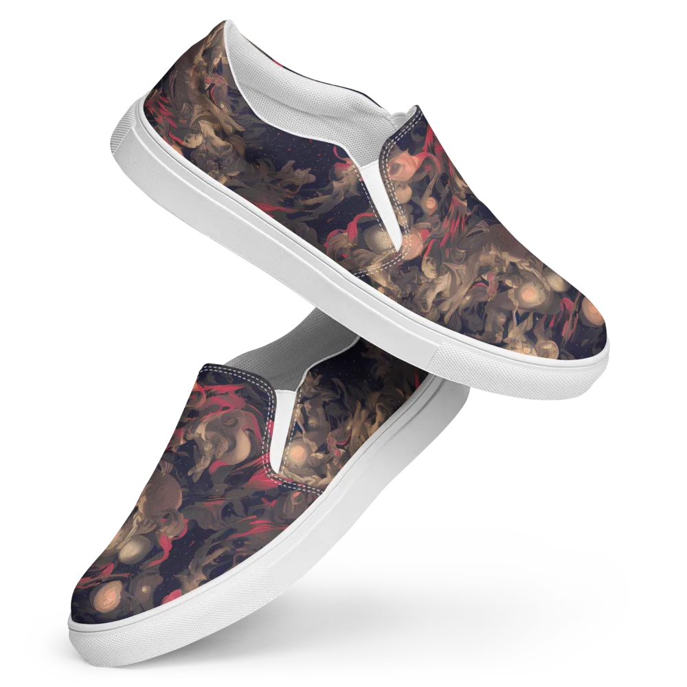 Midnight Collage on Women's Slip-On Canvas Shoes — Front