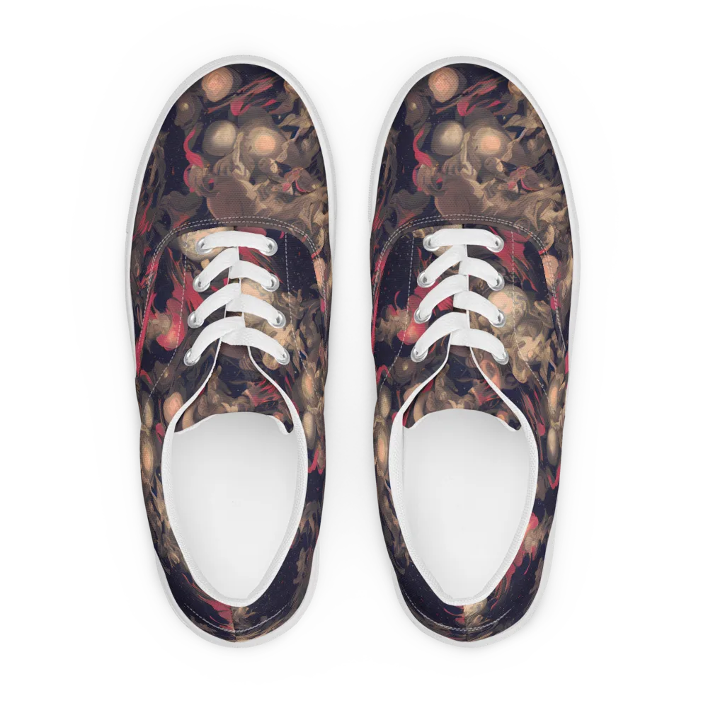 Midnight Collage on Men's Lace-Up Canvas Shoes — Front