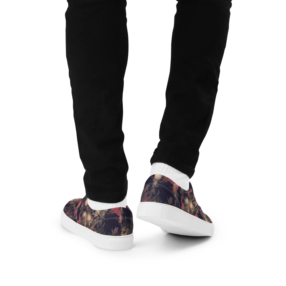 Midnight Collage on Men's Lace-Up Canvas Shoes — Back
