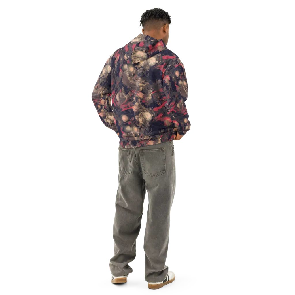 Midnight Collage on Cotton Hoodie — Back