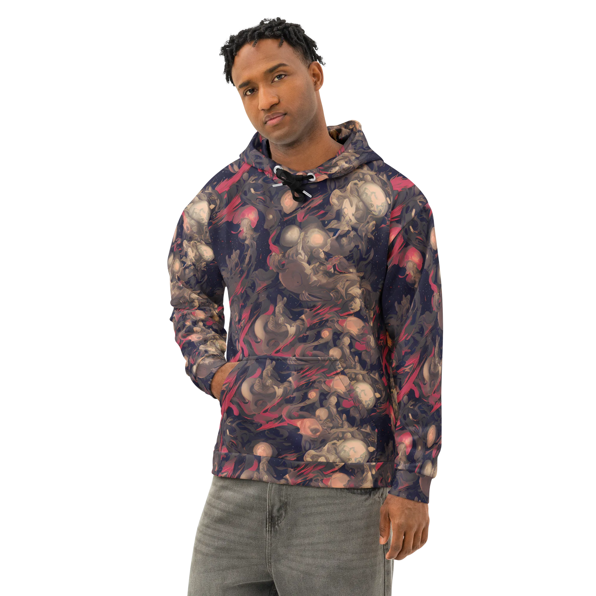 Midnight Collage on Cotton Hoodie — Left Front