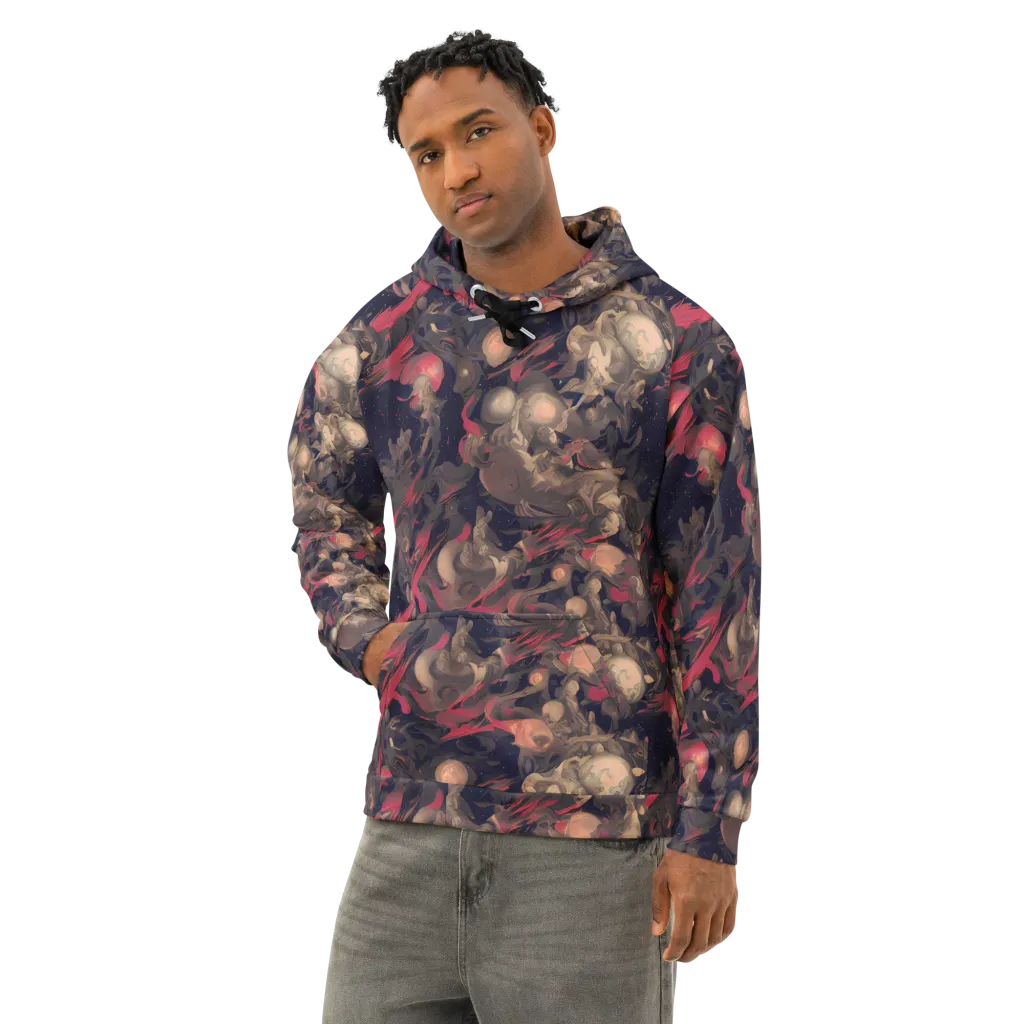 Midnight Collage on Cotton Hoodie — Left Front