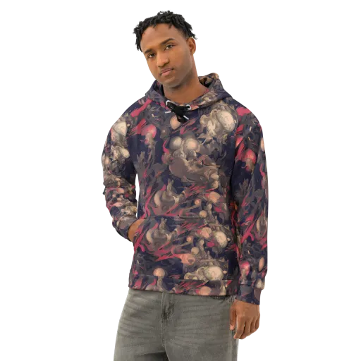 Midnight Collage on a Cotton Hoodie