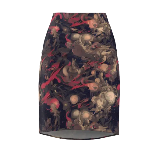 Midnight Collage on a Pencil Skirt