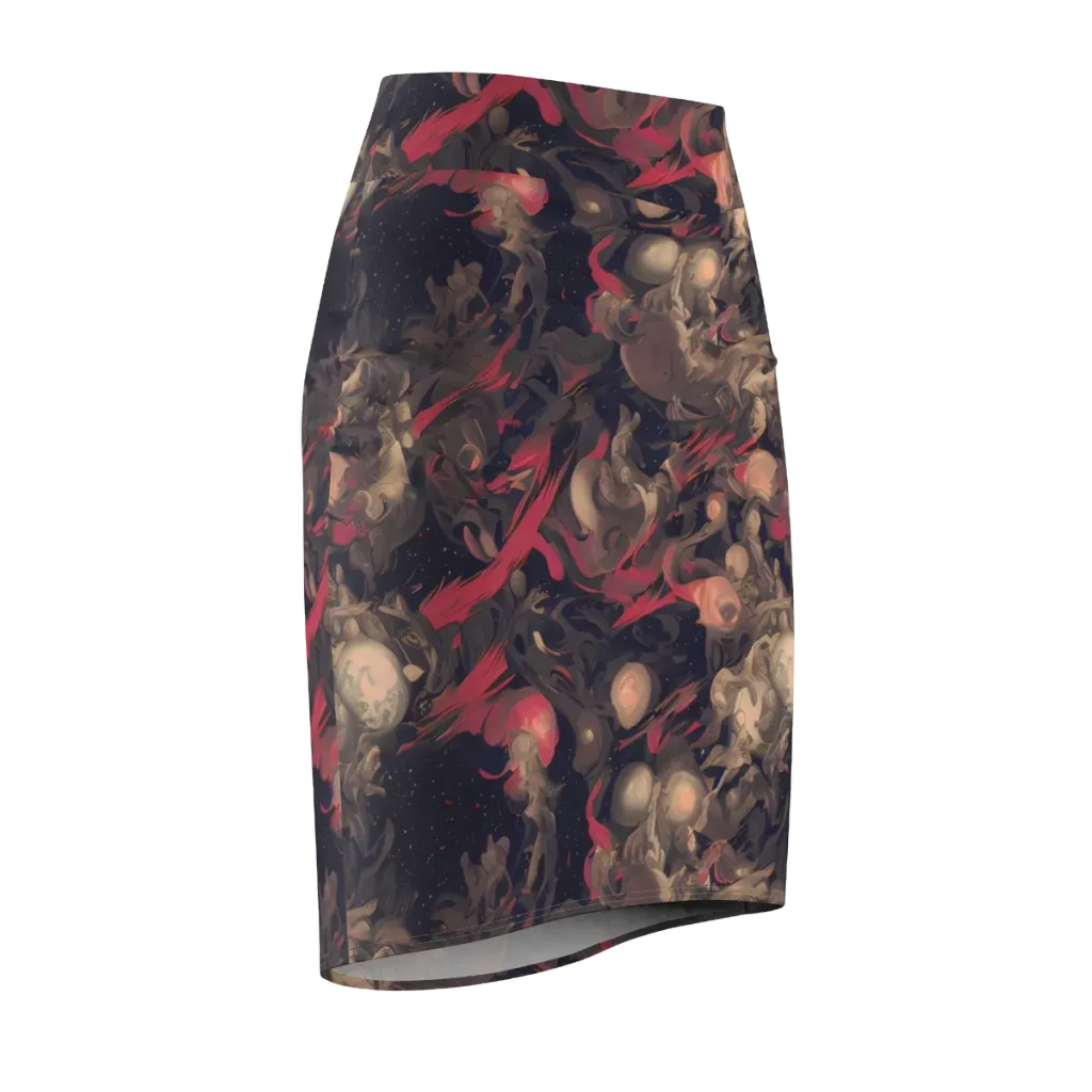 Midnight Collage on Pencil Skirt — Front Side