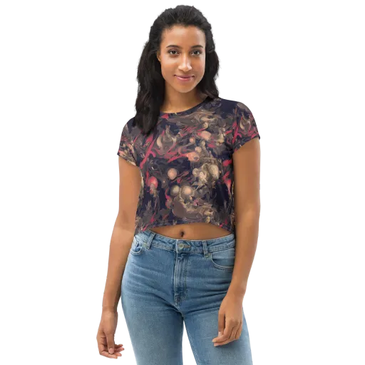 Midnight Collage on a Crop Tee