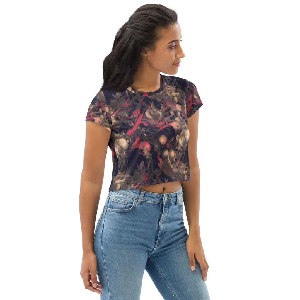 Midnight Collage on Crop Tee — Right Front