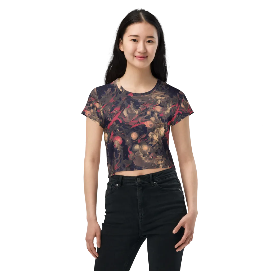Midnight Collage on Crop Tee — Front