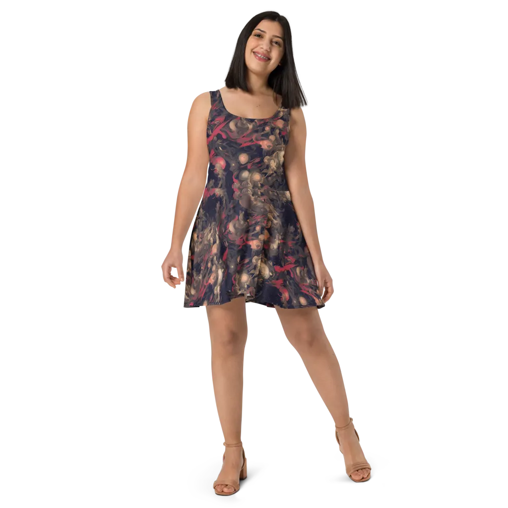 Midnight Collage on Skater Dress — Front