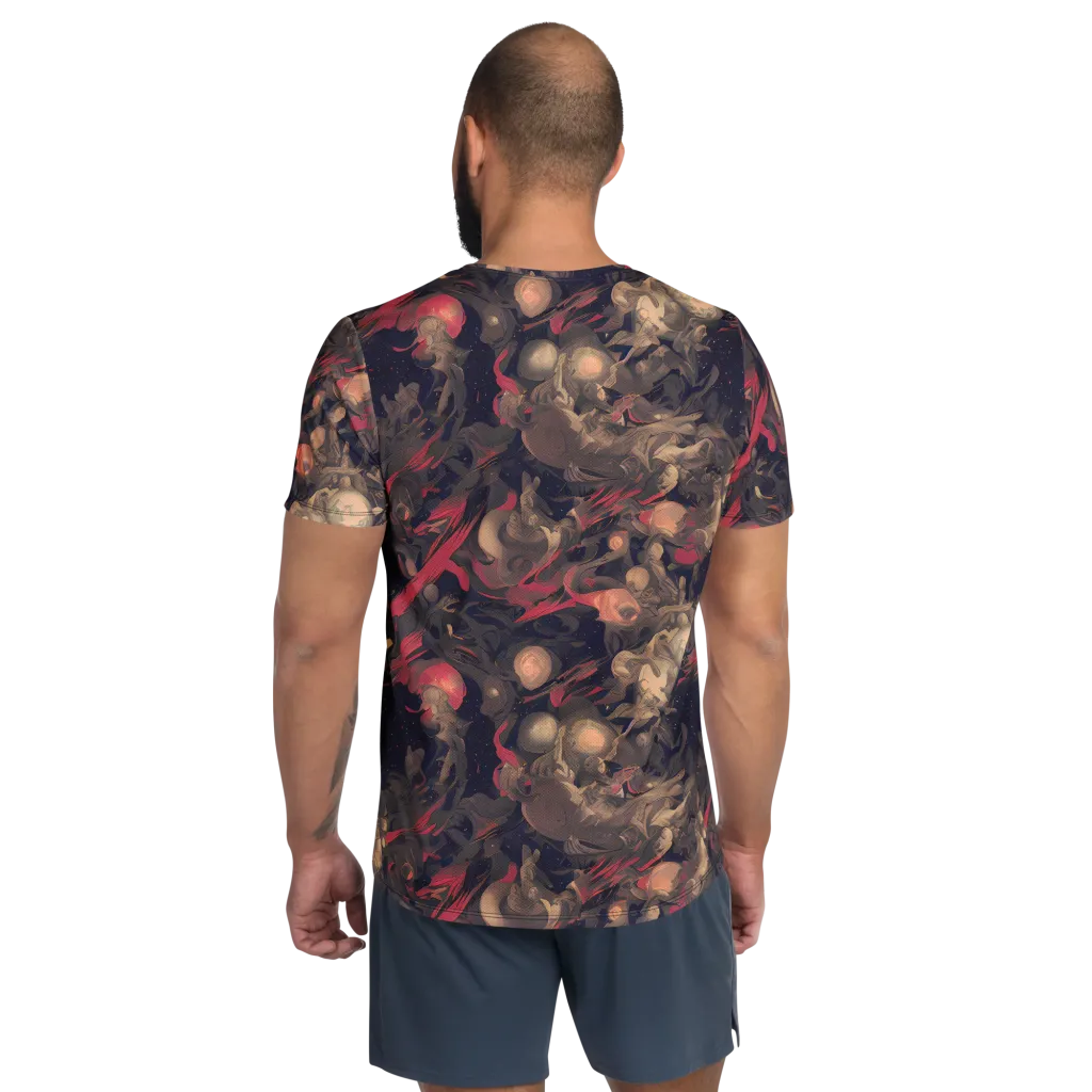 Midnight Collage on Men's Athletic T-Shirt — Back
