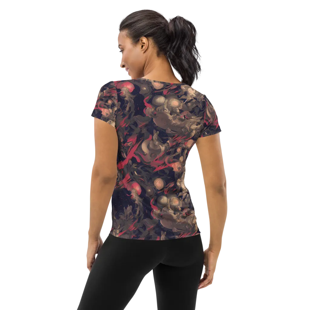 Midnight Collage on Women's Athletic T-Shirt — Back