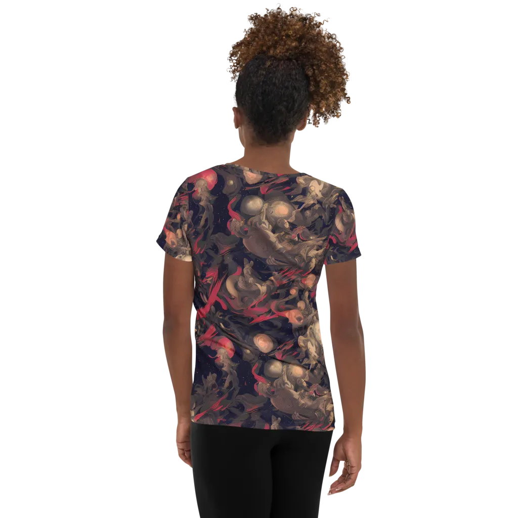 Midnight Collage on Women's Athletic T-Shirt — Back