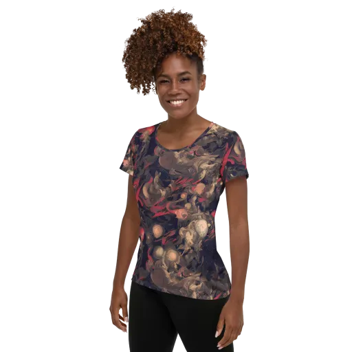 Midnight Collage on a Women's Athletic T-Shirt