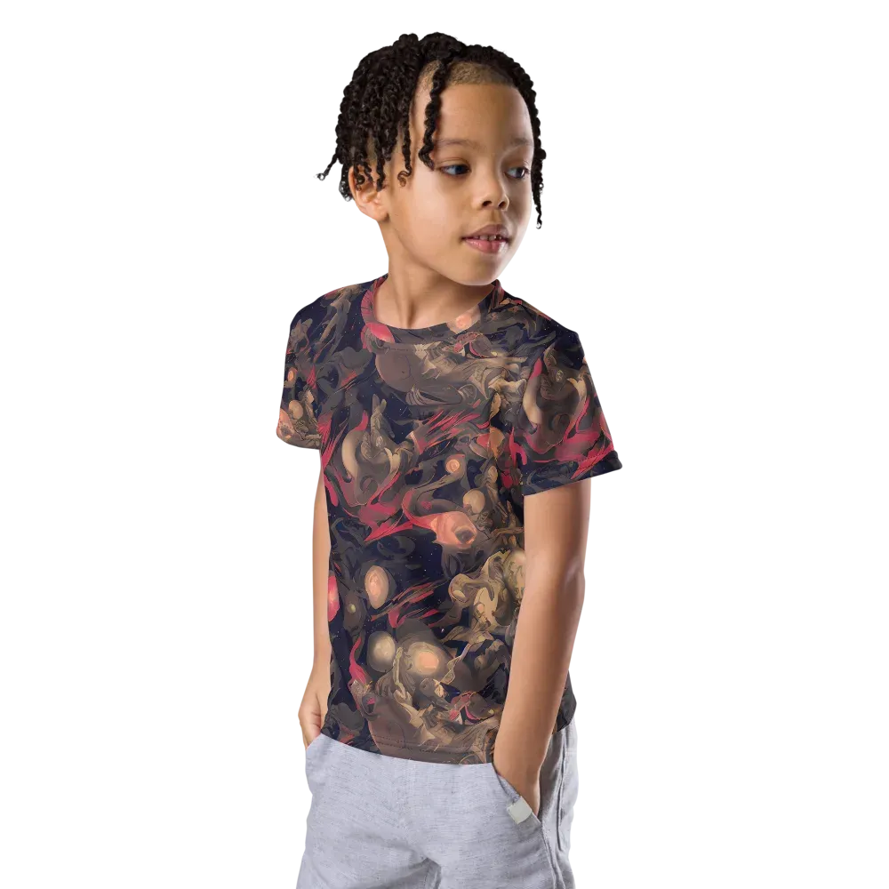 Midnight Collage on Kids Crew Neck T-Shirt — Left Front