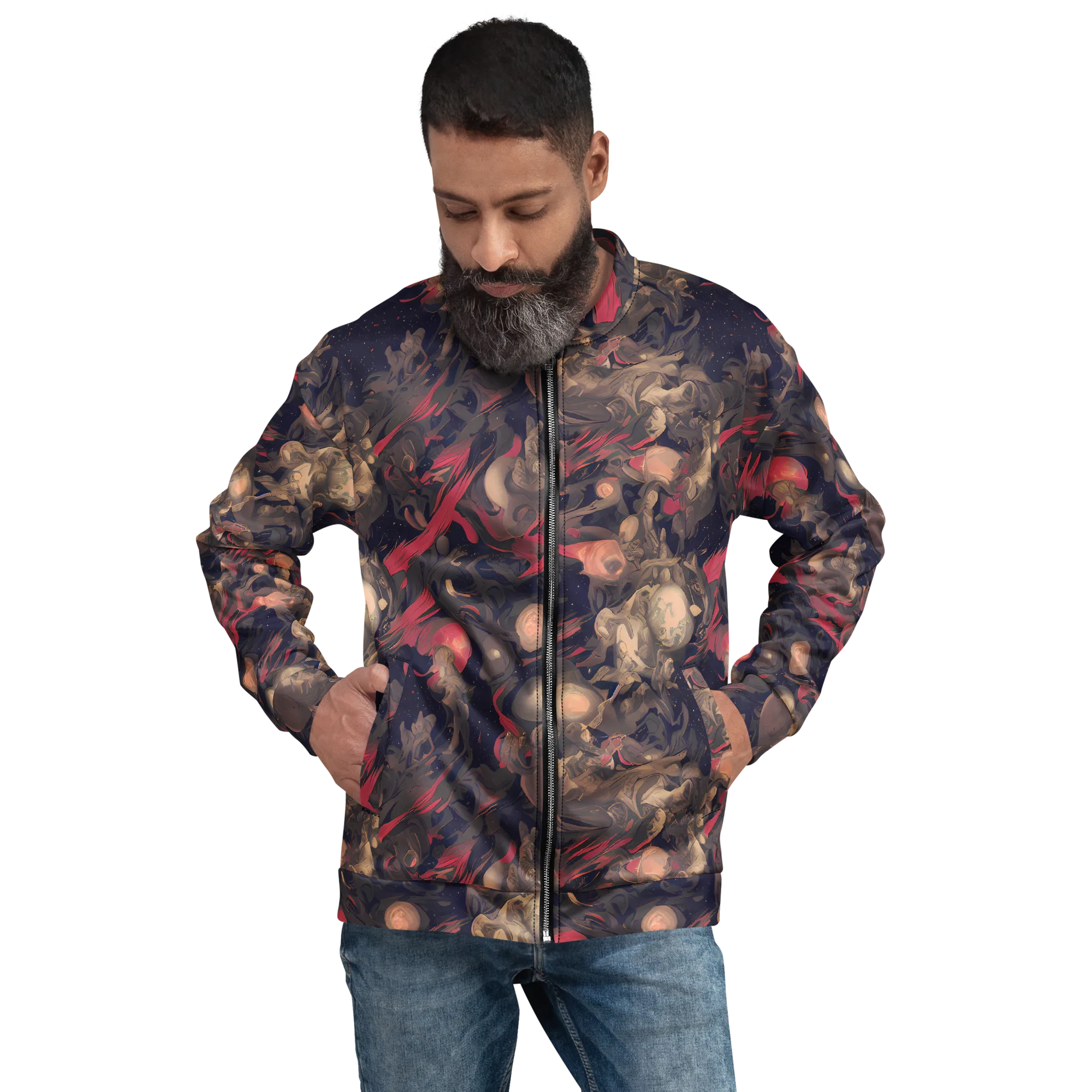 Midnight Collage on Bomber Jacket — Front