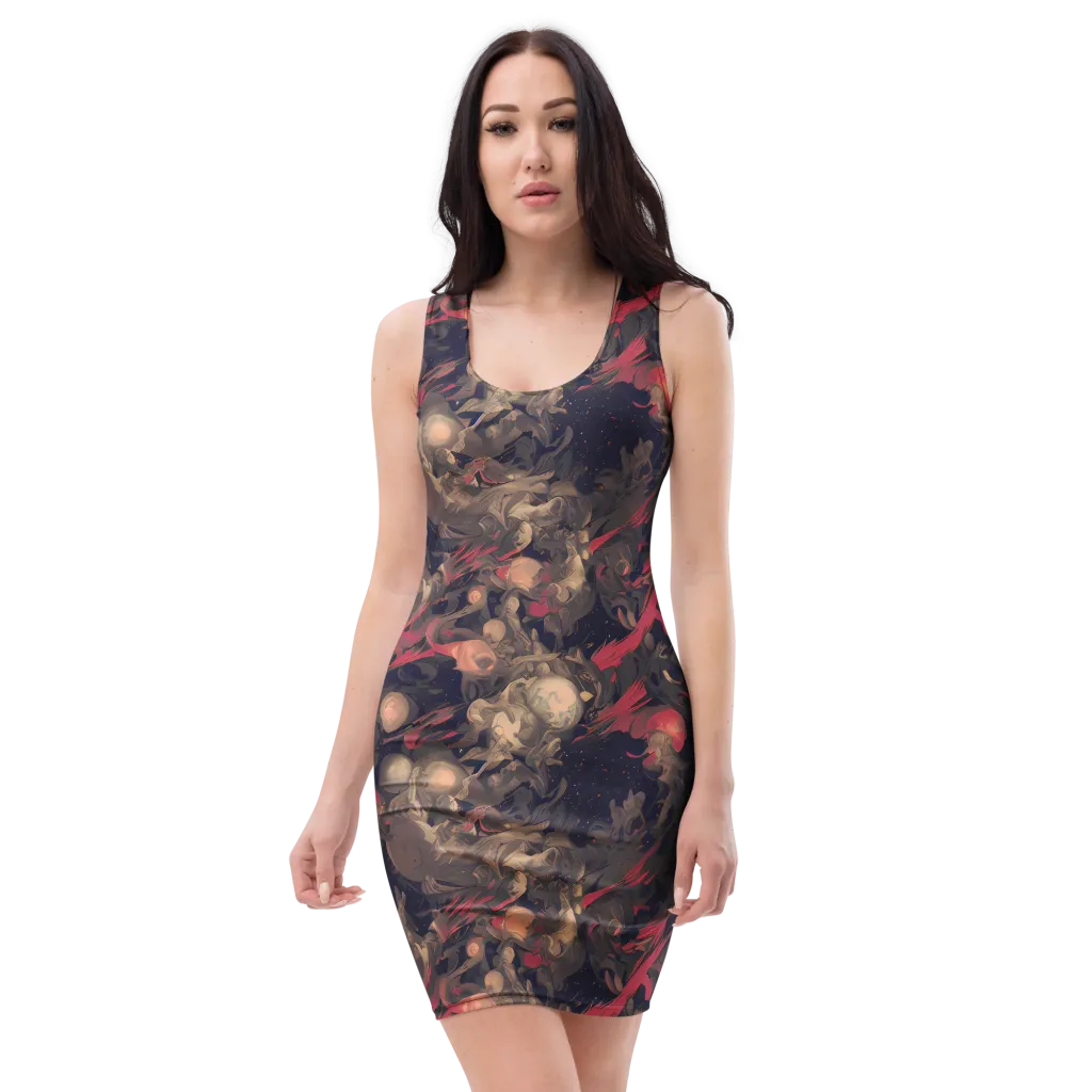 Midnight Collage on Bodycon Dress — Front