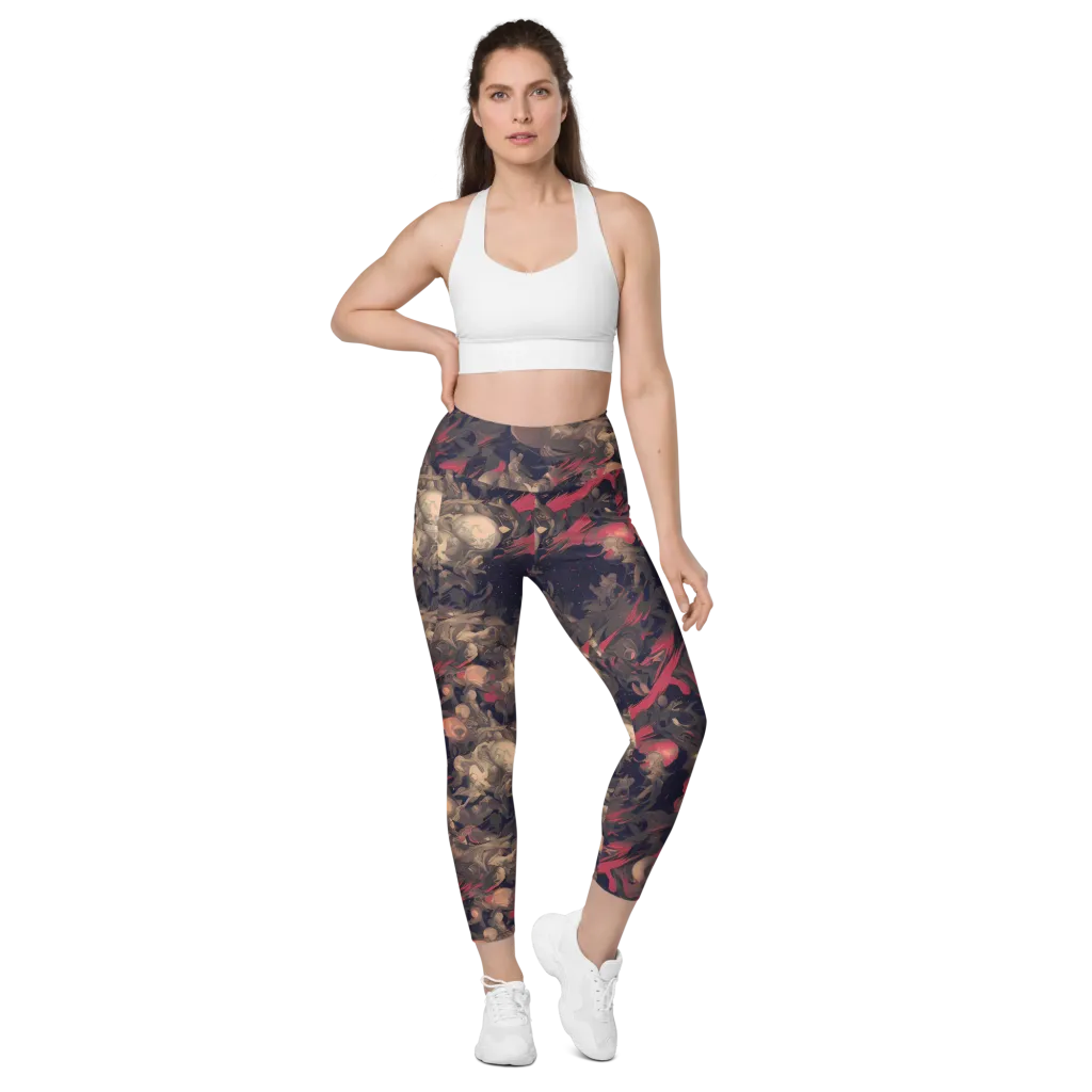 Midnight Collage on Leggings with Pockets — Front