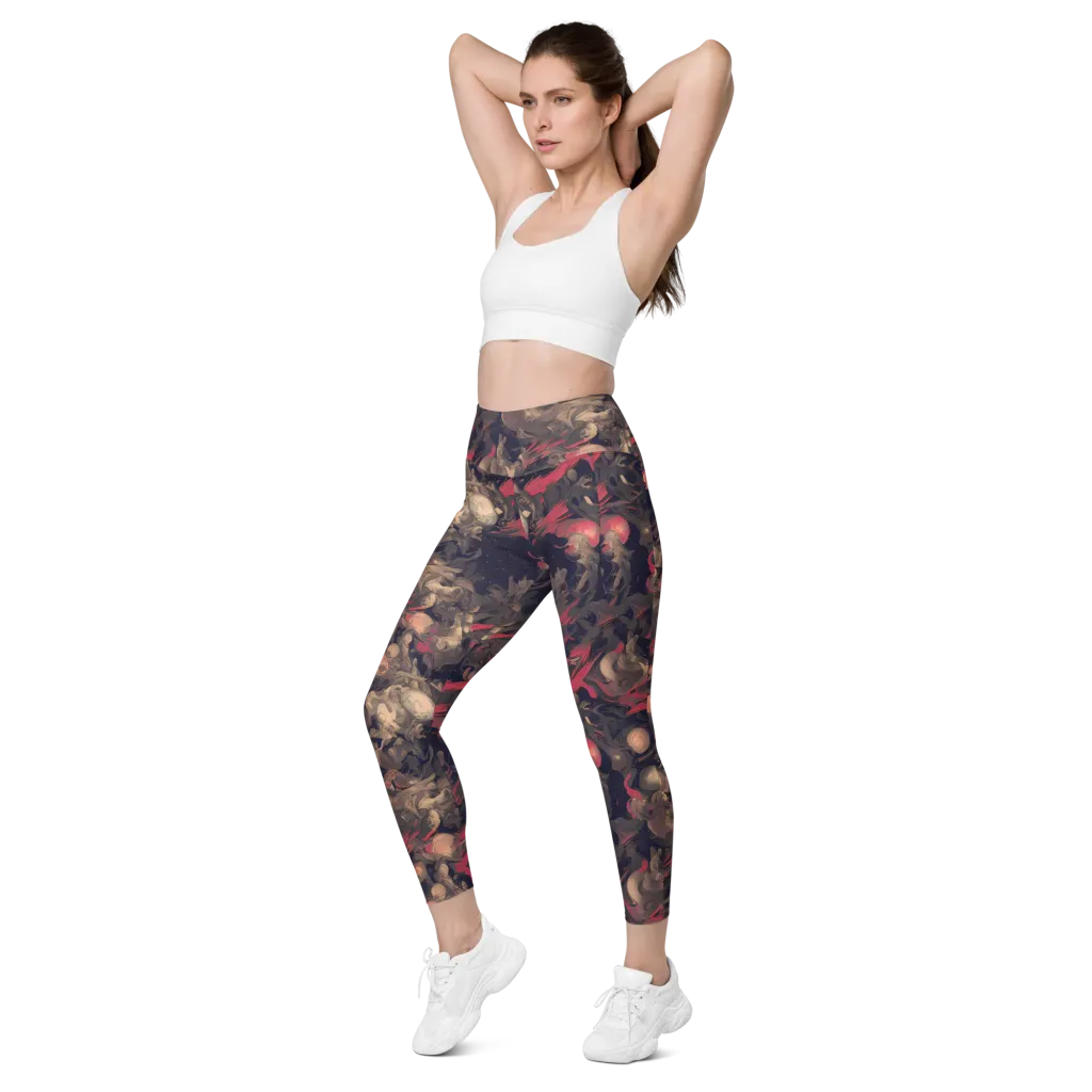 Midnight Collage on Leggings with Pockets — Left Front