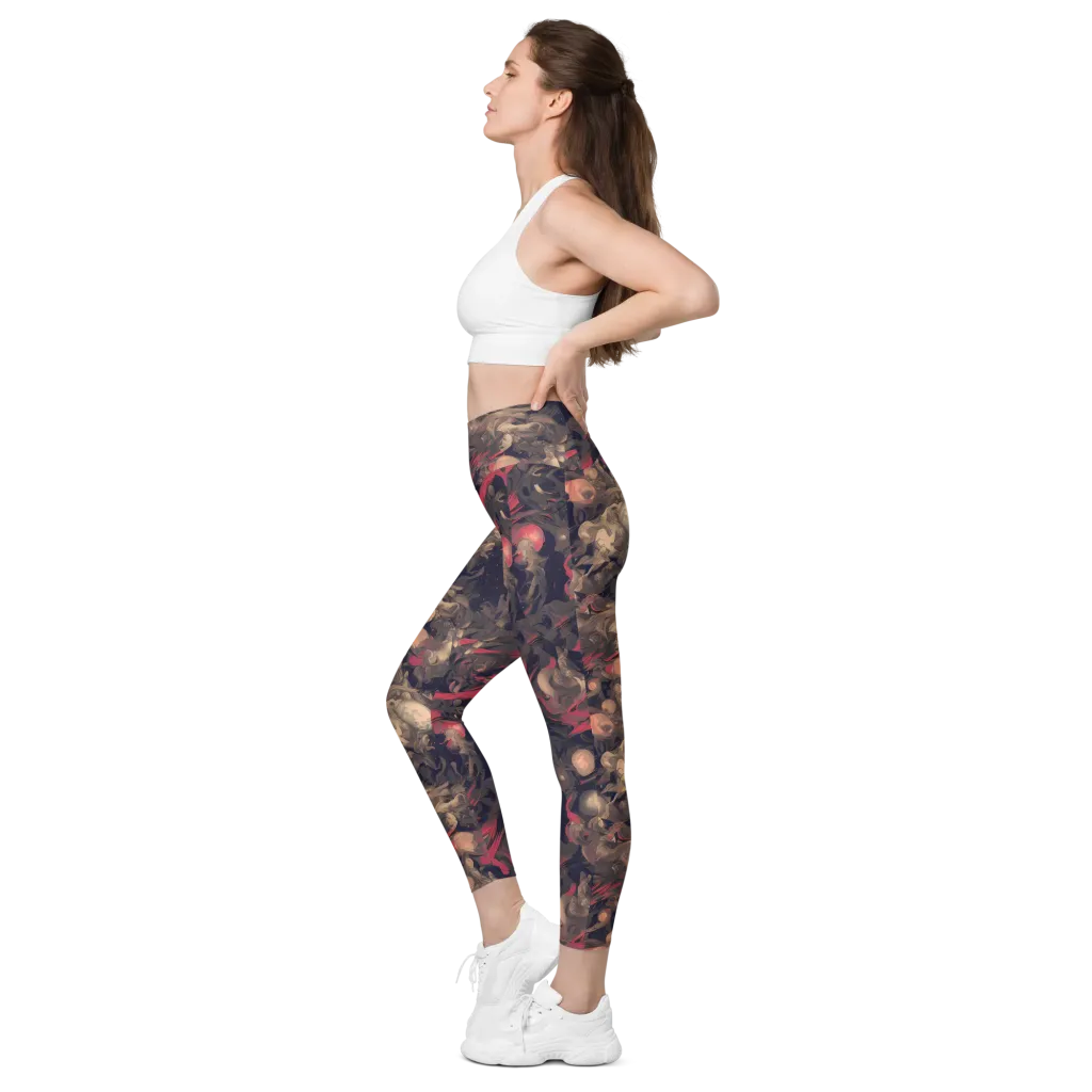 Midnight Collage on Leggings with Pockets — Left