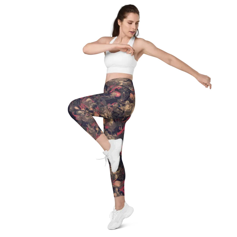 Midnight Collage on Leggings with Pockets — Left Front