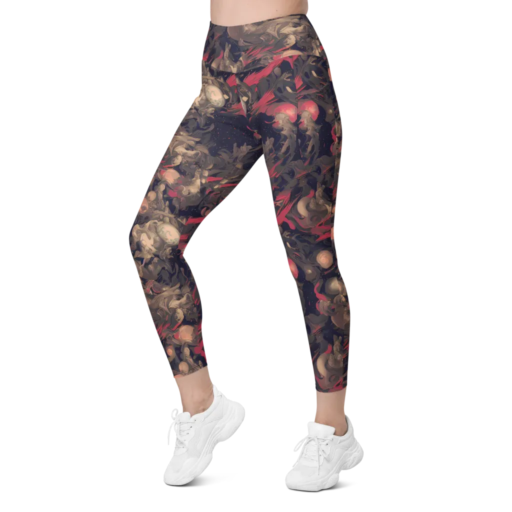 Midnight Collage on Leggings with Pockets — Left Front