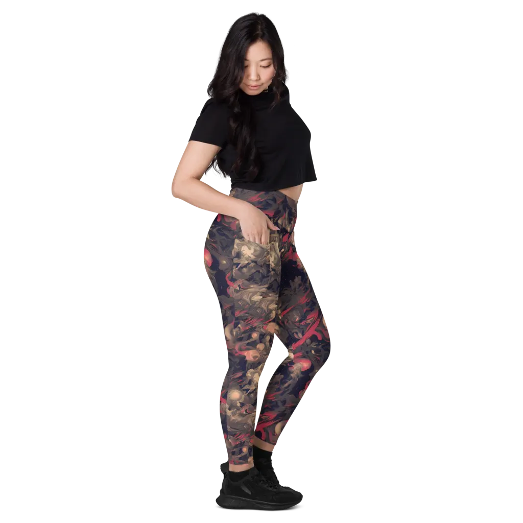 Midnight Collage on Leggings with Pockets — Right