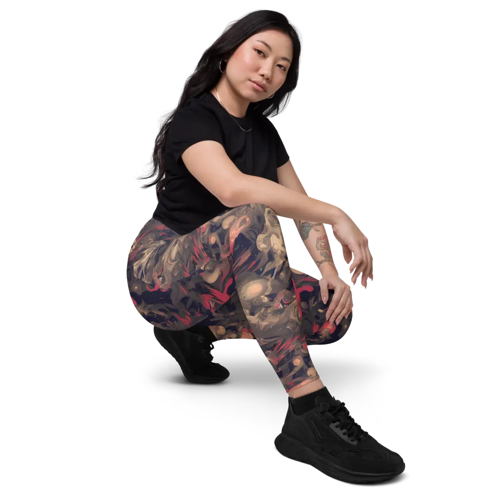 Midnight Collage on Leggings with Pockets — Right Front