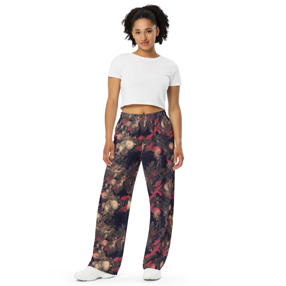 Midnight Collage on Wide-Leg Pants — Front