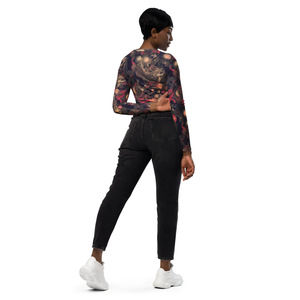 Midnight Collage on Long Sleeve Crop Top — Right Back