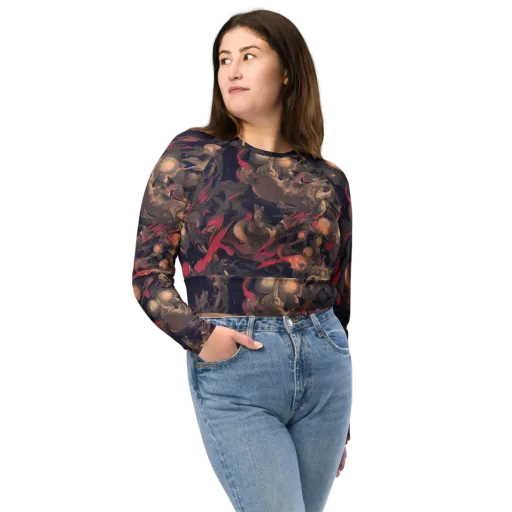 Midnight Collage on a Long Sleeve Crop Top