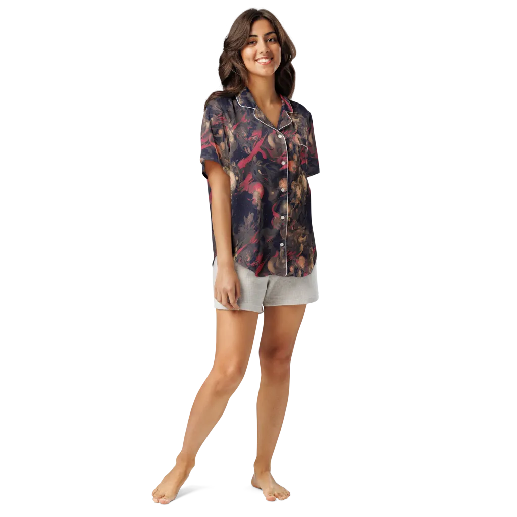 Midnight Collage on Women's Short Sleeve Pajama Top — Front