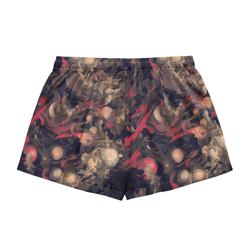 Midnight Collage on Women's Pajama Shorts — Back