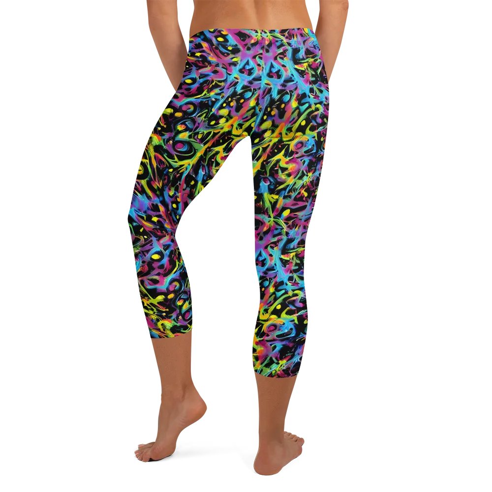 Pixel Inferno on Capri Leggings — Back