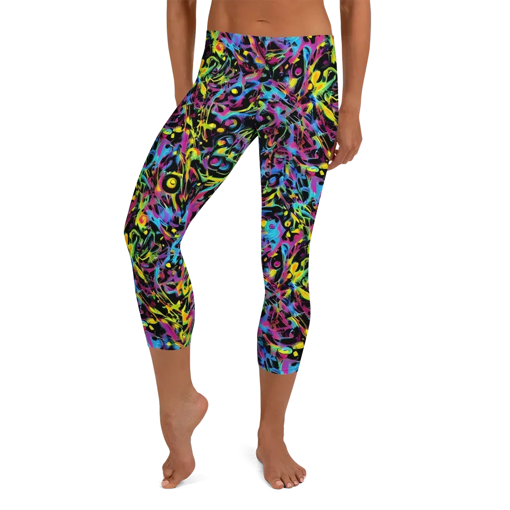 Pixel Inferno on Capri Leggings — Front